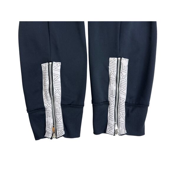 Nike Dri-Fit Therma Taping Logo Sweatpants Ankle Zip Joggers Black White Large - Picture 8 of 14